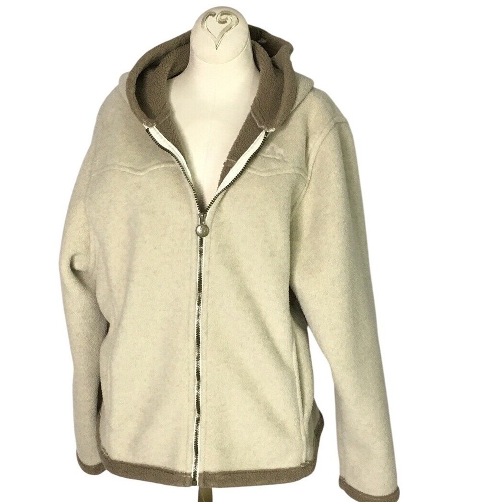 Outback Trading Co Mt Rocky Hooded Jacket Womens Large Cream Fleece Sherpa 4810